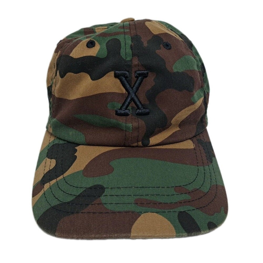 Malcom X Vintage Camo Strapback Hat Cap 90s Yupoong Brown Green Army